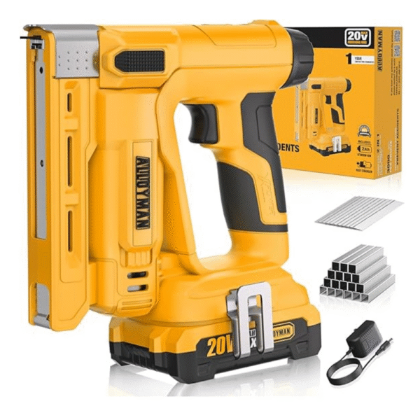 Alloyman 3/8''Crown Stapler, 18 Gauge 2 in 1 Cordless Brad Nailer/Electric Stapler