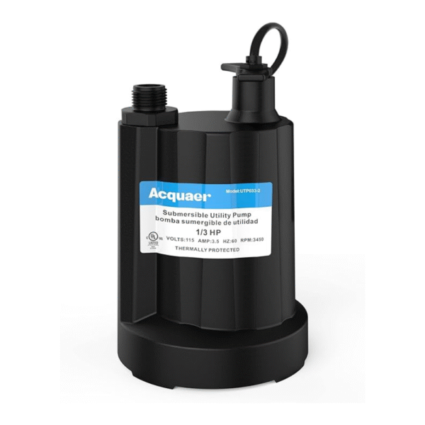 Acquaer 1/3 HP Submersible Water Pump 2160GPH Sump Pump