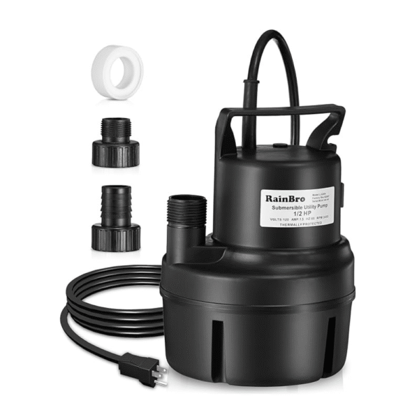 Submersible Sump Pump, Clean/Dirty Water Pump, Portable Utility Pump