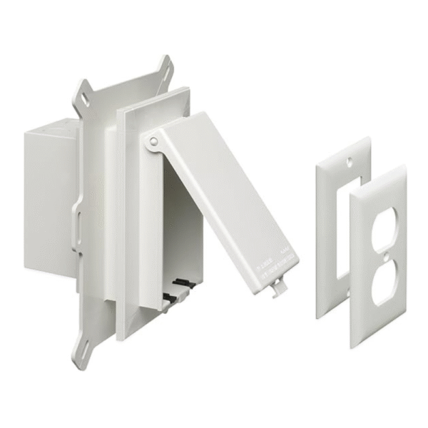 DBVS1W-1 Low Profile IN BOX Recessed Outlet Box Wall Plate Kit