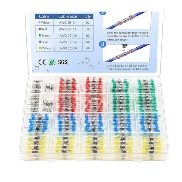 350 Pcs Solder Seal Wire Connectors Heat Shrink Butt Connectors Kit